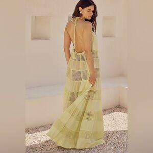 Anthropologie Sheer Lace Tiered Midi Dress Size XS (relaxed fit up to Medium)